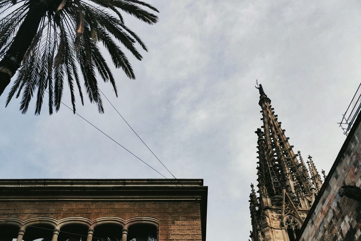 The neo-Gothic Pont del Bisbe bridge in Barcelona's Gothic Quarter